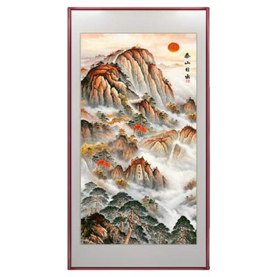 玄关新中式可定制实木外框装饰画