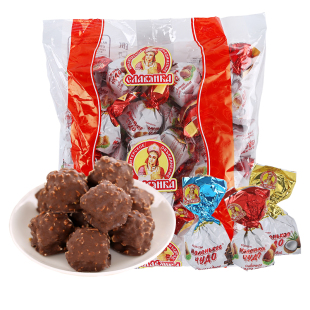 俄罗斯原装进口斯拉夫奶罐糖果巧克力榛仁牛奶夹心喜糖年货休闲