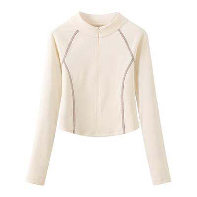 班尼路S&K系列撞色半高领薄绒打底衫女2025新款早秋修身内搭长袖Q