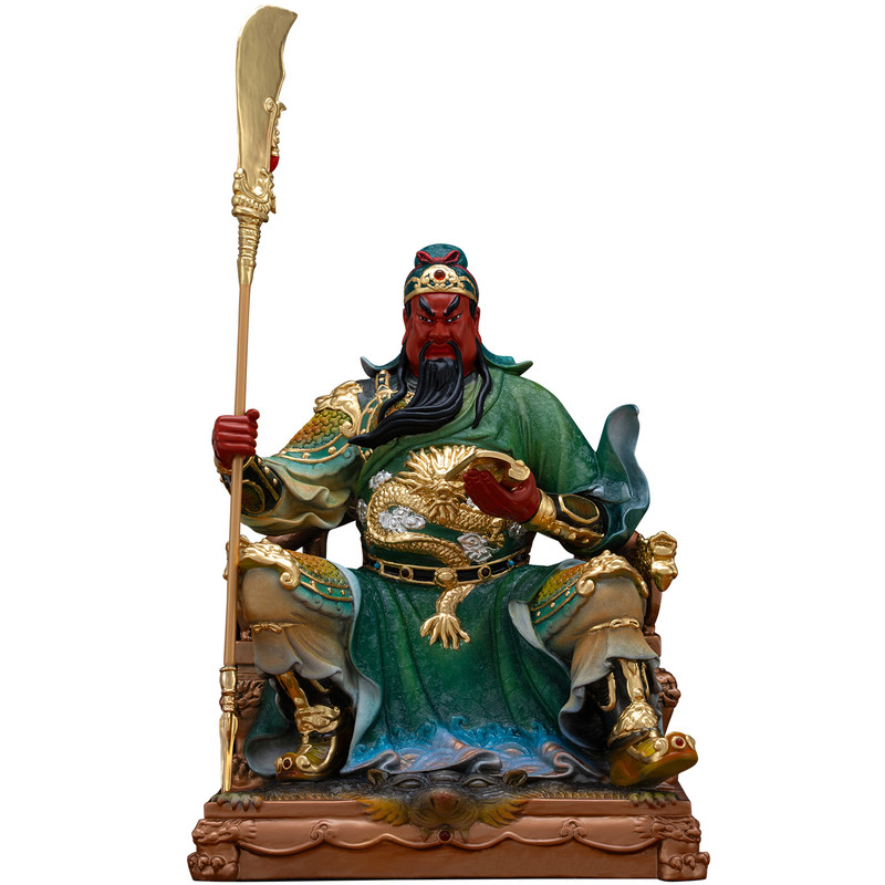 纯铜彩绘关公神像武财神关羽铜像