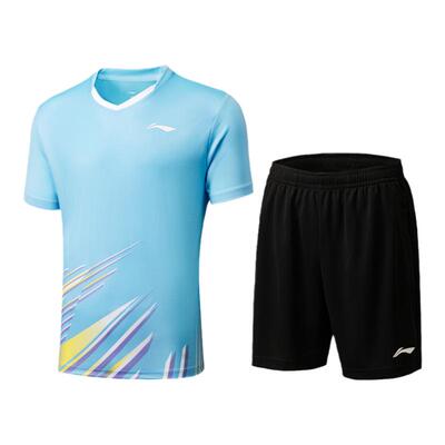 李宁正品羽毛球系列男女同款吸湿凉爽透气运动训练套装AATU025-3