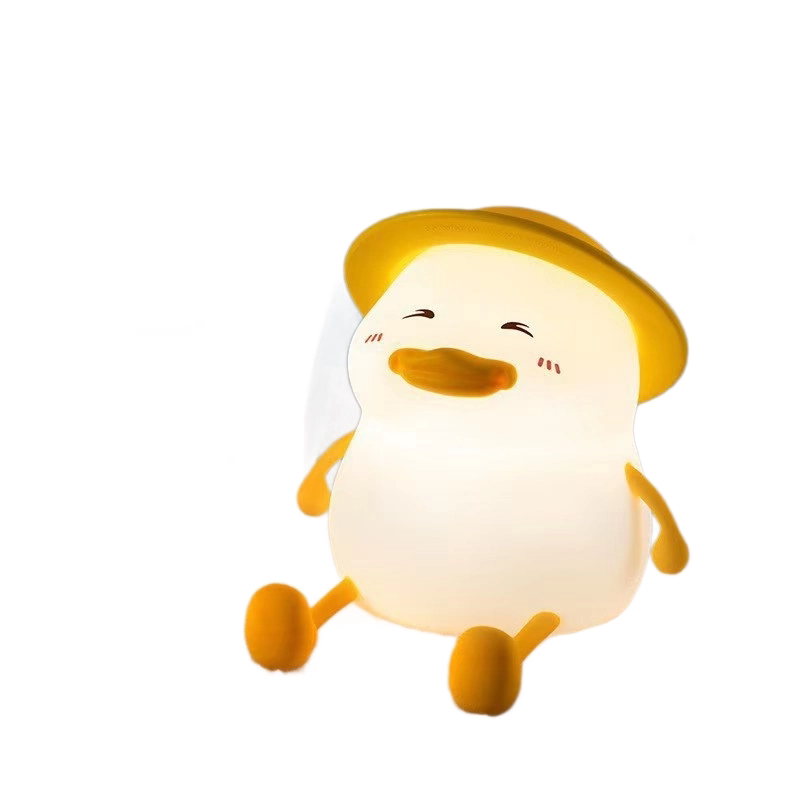 硅胶草帽鸭智能拍拍小夜灯