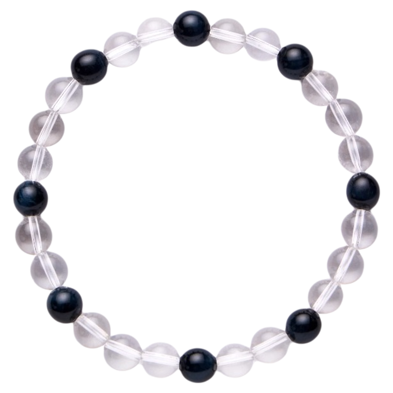 里晤LIWU6mm天然白水晶蓝虎眼手串百搭送礼生日礼物送女友男友