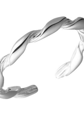 925纯银猪鼻开口戒指叠戴ins潮