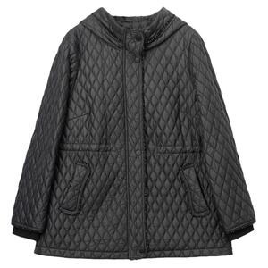 简涵大码轻薄棉衣棉服2024冬装新款胖mm显瘦连帽保暖外套中长款女