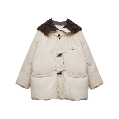 无拘学院法式中长连帽保暖羽绒服