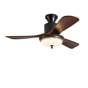 中式风扇灯吊扇灯客厅卧室书房餐厅灯实木静音新中式胡桃木色灯具