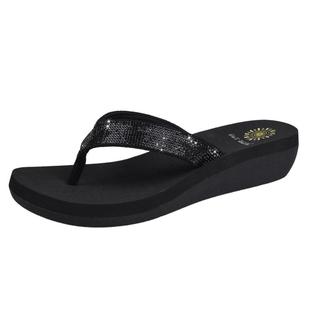 hot seal新款轻奢水钻面带 软底防滑坡跟人字拖 夏季外穿休闲凉拖