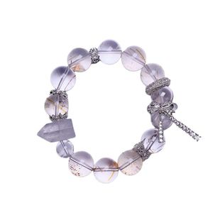 正品真天然水晶手串黑金超七手链 白水晶 原创设计款小众个性饰品