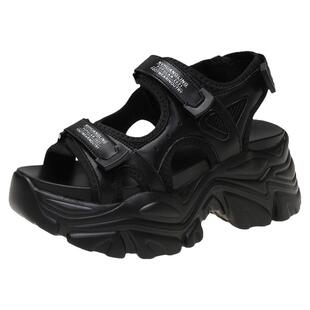 网红厚底凉鞋女外穿ins潮2026夏季新款百搭小香风增高松糕罗马鞋