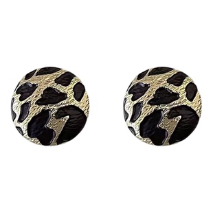 轻奢高级感夸张耳钉复古港风圆形耳饰秋冬百搭美拉德色系豹纹耳钉