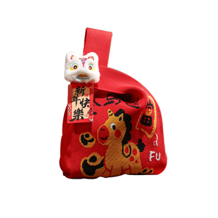 新年礼品袋2026马年春节福袋送员工年货礼物过年手提针织伴手礼袋