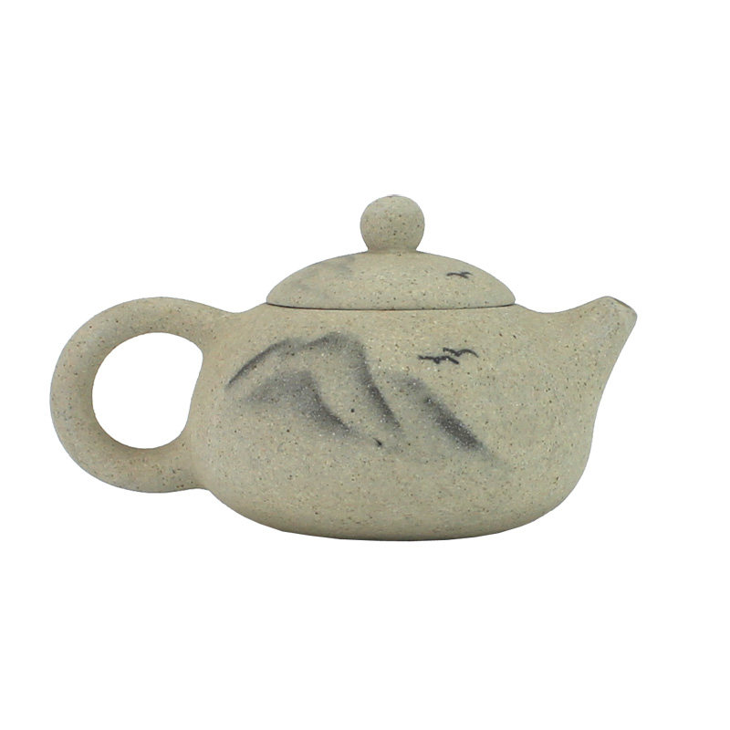 手绘白砂西施壶泡茶壶 可爱紫砂壶宜兴精致陶土茶壶特价山水国画