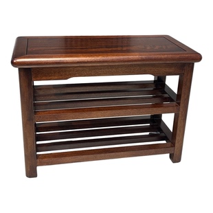 黑檀木中式全实木榫卯整装家用门厅一体长条简约入户鞋柜换鞋凳