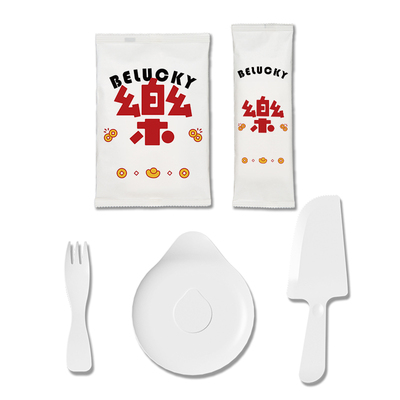 新年款一次性蛋糕加厚刀叉盘定制
