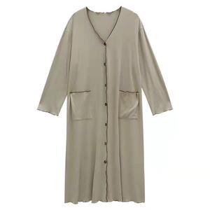 春秋长袖睡衣女性感莫代尔睡裙孕妇睡袍秋季女款高级感家居服长款