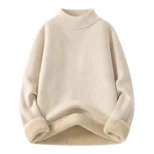 都市丽人加绒打底衫毛衣女冬季2025新款加厚半高领一体绒针织衫A