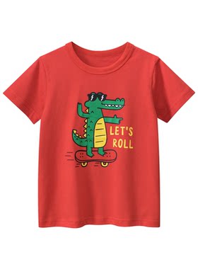 27kids纯棉品牌短袖T恤卡通鳄鱼