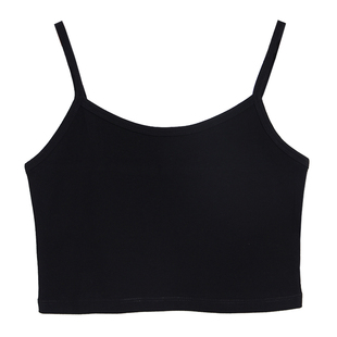 黑色短款小吊带背心女内搭2026新款夏纯棉外穿性感带胸垫美背上衣