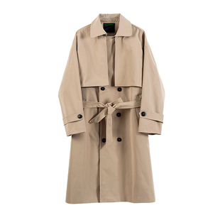 MRCYC 秋季过膝风衣男中长款双排扣宽松大衣韩系潮流休闲帅气外套