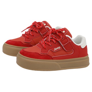 Jeep童鞋儿童休闲板鞋2026春季新款新年红色潮流运动鞋中大童女鞋