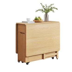 志光侘寂风全实木折叠餐桌椅组合小户型家用可移动折叠二人吃饭桌