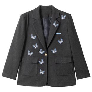 KEIKO [蝴蝶绣] 高级感廓形西装外套春季通勤独特漂亮小西服套装