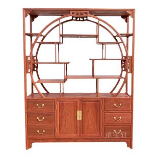 缅甸花梨团圆博古架红木家具实木储物柜置物架多宝阁大果紫檀书架