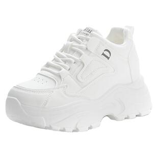 香港真皮内增高老爹鞋女2026春季百搭厚底休闲女鞋时尚运动小白鞋