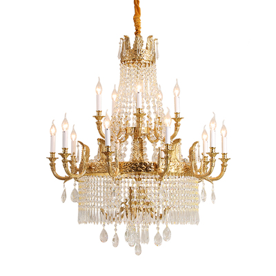 欧式全铜铜客厅复古别墅水晶吊灯