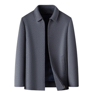 [70%羊毛/鹅绒内胆]梦特娇男士羊毛呢大衣冬季翻领夹克羽绒外套J