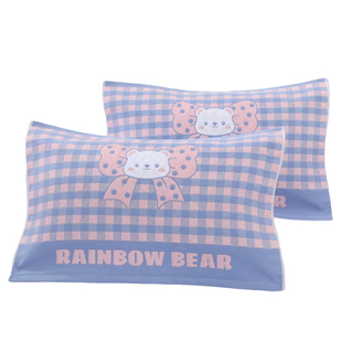 中号儿童纯棉纱布枕巾一对45*65柔软亲肤成人通用幼儿园枕头巾