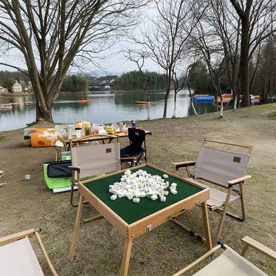 户外麻将桌便携式露营折叠实木移动小号迷你旅行宿舍手搓牌套装