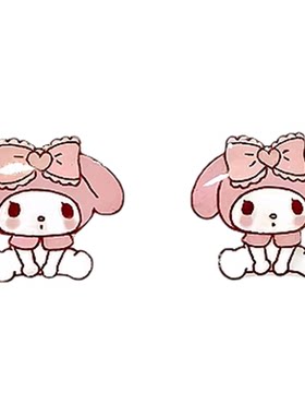 可爱美乐蒂粉色少女心纯银耳钉