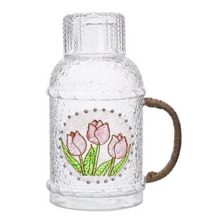 复古彩绘锤纹麻绳凉水壶玻璃耐高温凉白开水杯子套装冷水壶泡茶壶