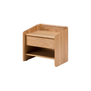 木智工坊港湾床头柜半包围北欧现代简约实木卧室储物柜床边柜MZGF