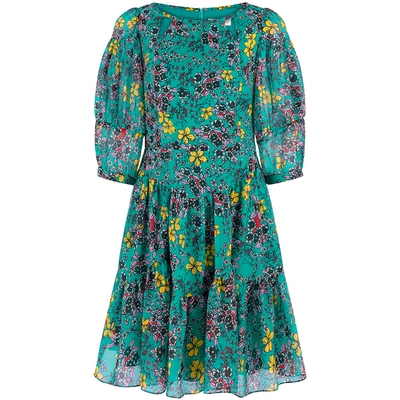 BORAAKSU桑蚕丝泡泡袖碎花连衣裙