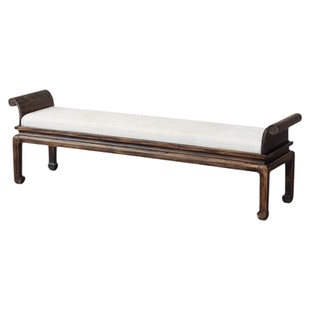 中式长凳软包面做旧床尾凳仿古做旧复古风酒店民宿家具中古侘寂