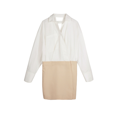 LESS假两件拼接连衣裙女气质通勤小众设计感衬衫裙2N7G10370