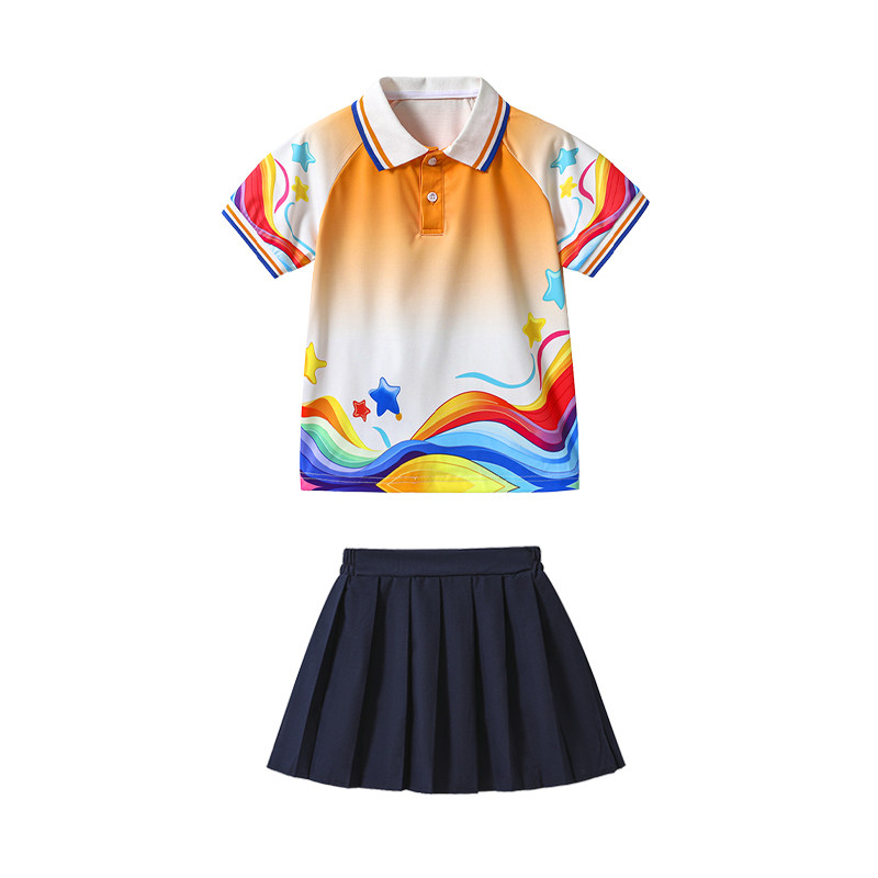 小学生夏季速干短袖校服幼儿园毕业班园服儿童运动会开幕式团体服
