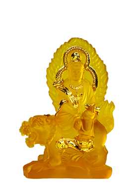 精品水琉璃文殊普贤菩萨佛堂摆件