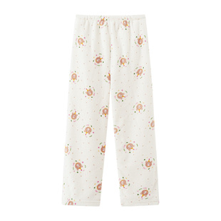 珊瑚绒睡裤女款长裤秋冬季暖暖裤半边加绒加厚单裤保暖休闲家居裤