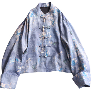 云澍原创交织香云纱新中式国风复古盘扣改良唐装短外套上衣女秋季