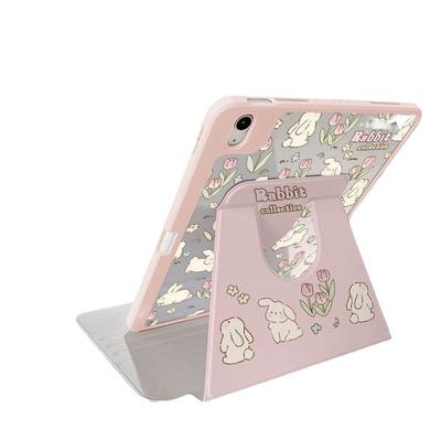 适用苹果ipad保护壳9代10.2旋转支架air4/5新款卡通10.9寸亚克力Pro11带笔槽ipad10平板保护套防摔防弯硬壳