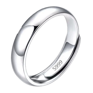999纯银戒指男女情侣对戒简约光面指环手工开口足银实心活口刻字