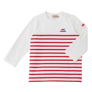 MIKIHOUSE日本制儿童条纹T恤男童长袖女童上衣时尚卡通简约