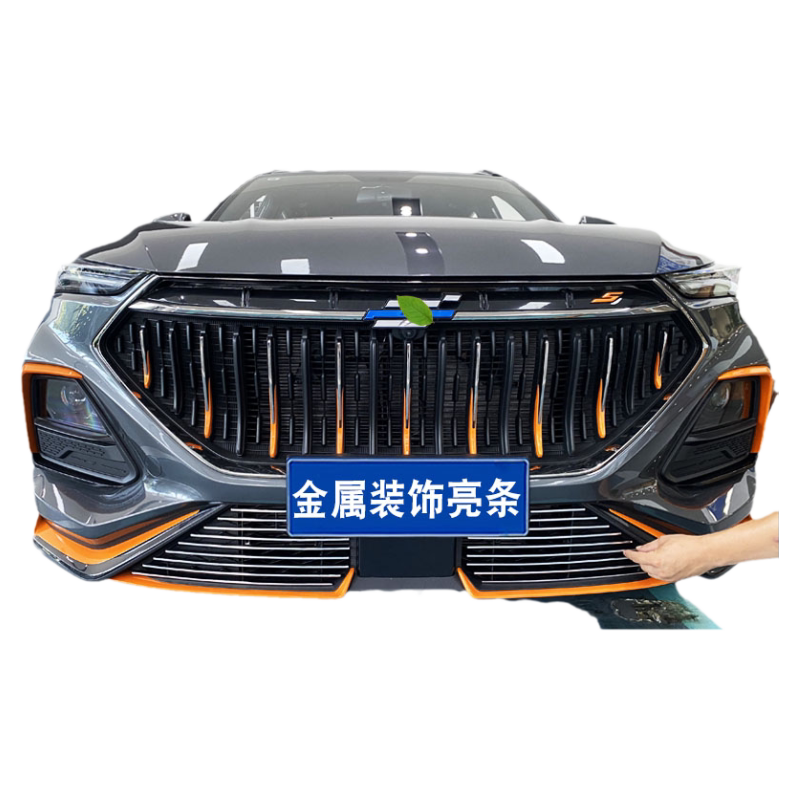 欧尚X5中网前杠改装亮条防虫网