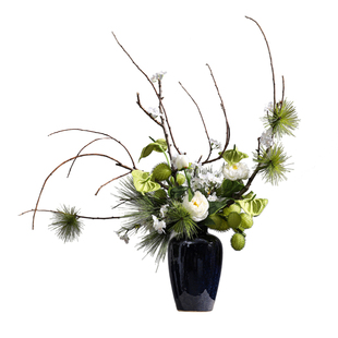 妖及 新中式仿真干枝花艺【硕果青翠】酒店前台大堂玄关装饰摆件