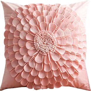 民宿网红ins风粉色系花朵沙发抱枕套高颜值丝绒少女爱心靠垫方枕