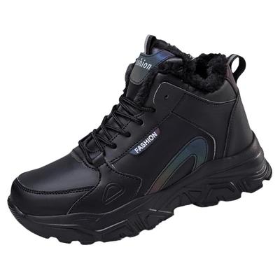 双星皮面运动鞋女鞋秋冬防水防滑